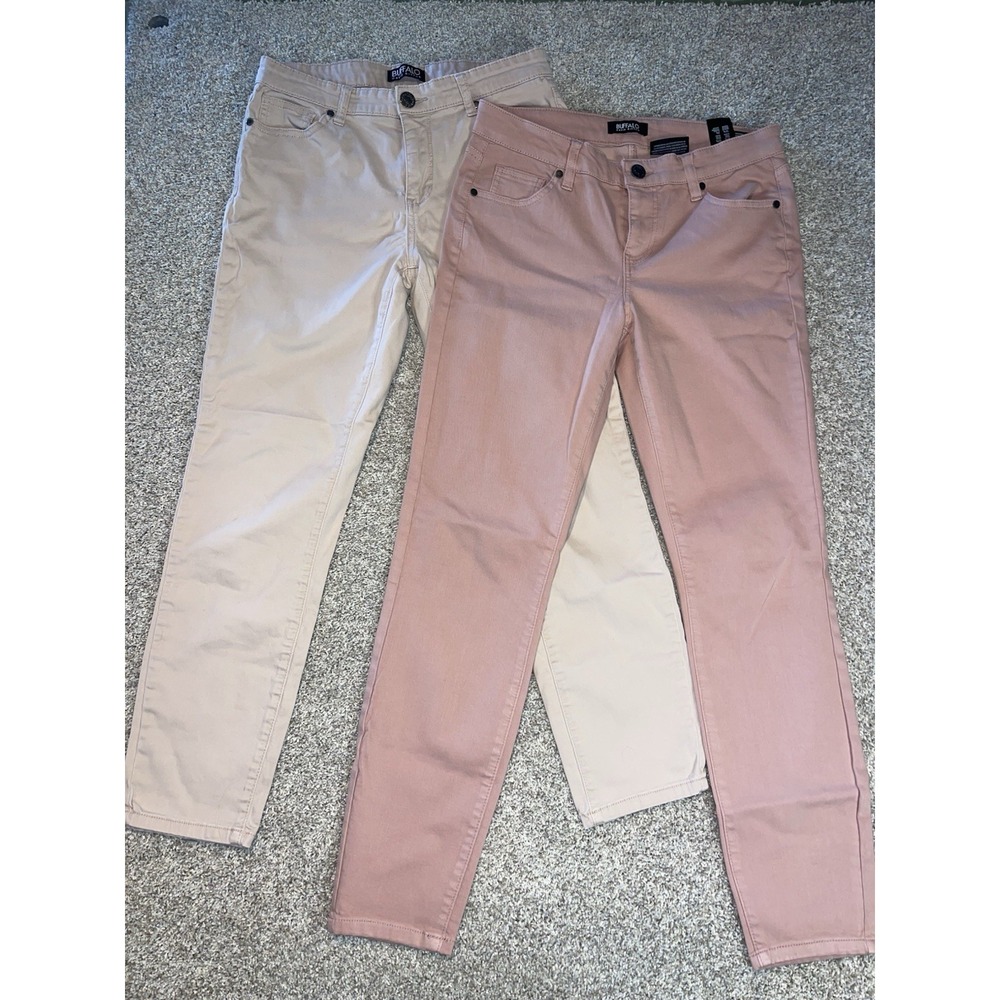 Lot Of 2 Buffalo David Bitton Pink Ankle Pants‎ Sz 6/28 Stretch Mid Rise